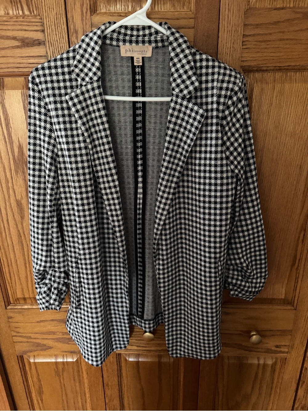 Philosophy Black & White Houndstooth Open Front Blazer